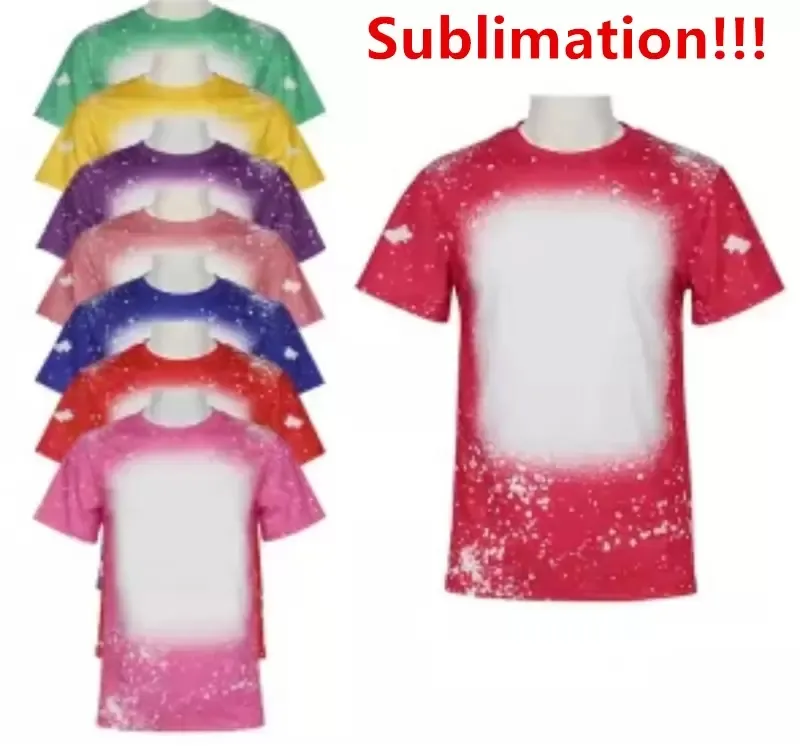 Wholesale Sublimation Bleached Shirts Heat Transfer Blank Bleach Shirt  Bleached Polyester T-Shirts US Men Women Party Supplies Z11